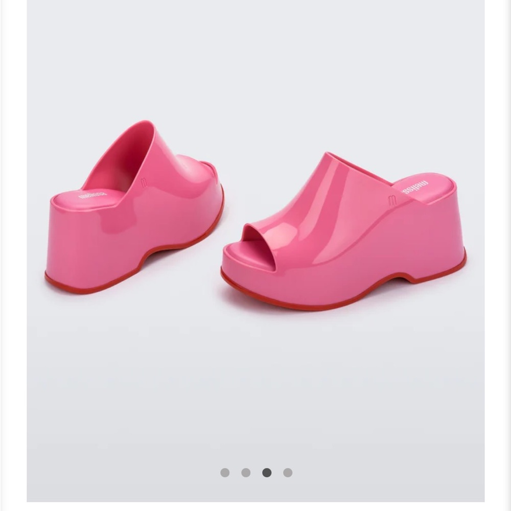 Melissa Jelly Platforms Patty Women's Pink Peep-Toe Mules SZ 9